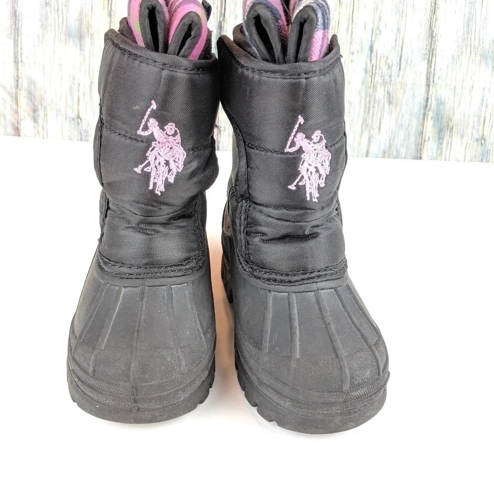US Polo Assn Black & Pink Lil Summit Snow Boots retro gorpcore y2k 90s vintage‎